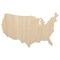 USA United States of America Solid Unfinished Wood Shape Piece Cutout for DIY Craft Projects
